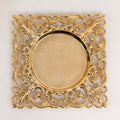6-Pack Acrylic Charger Plates 12" Square Gold with Hollow Lace Border - Event Tabletop Decorative Charger Tableware